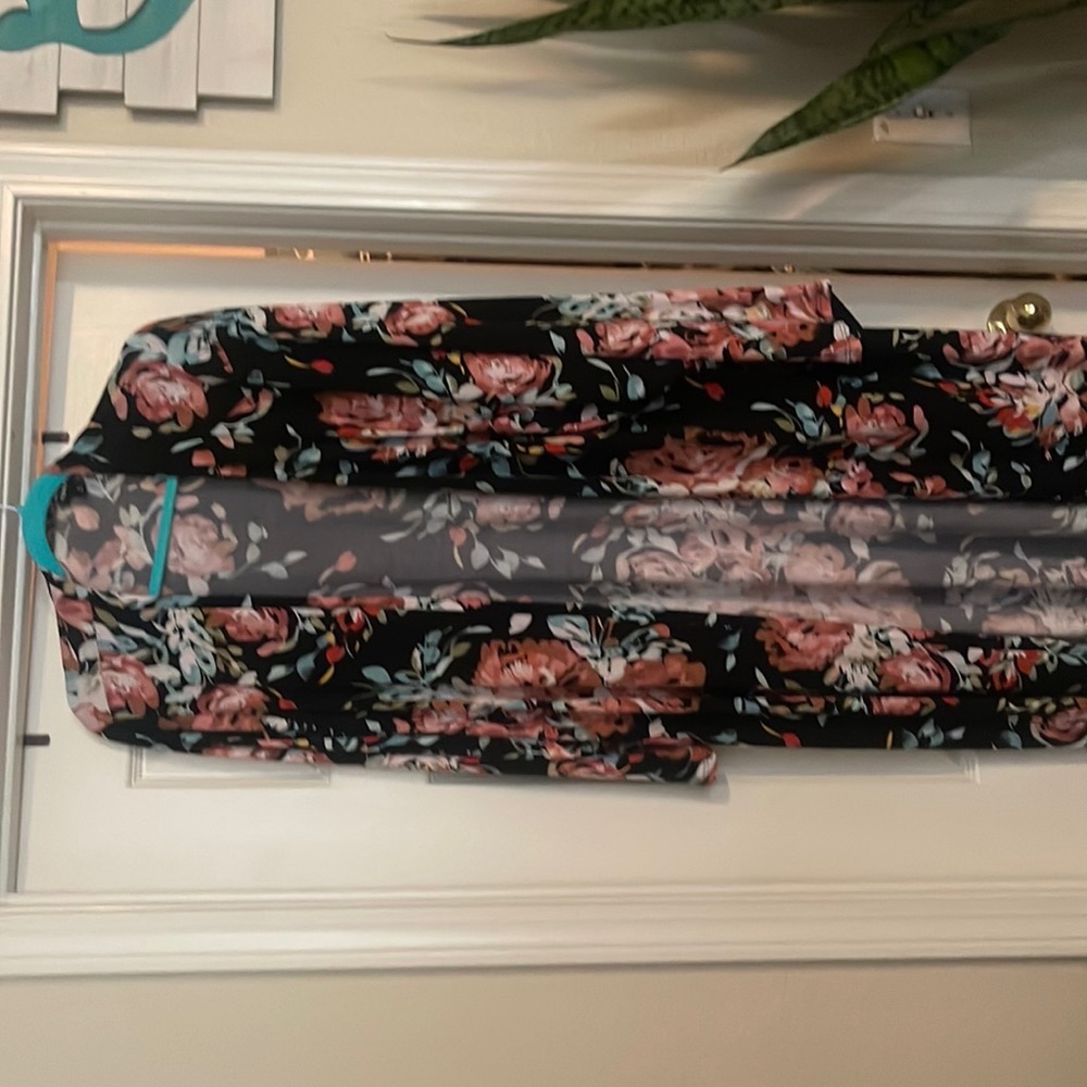 Black floral longline cardigan. Worn only once